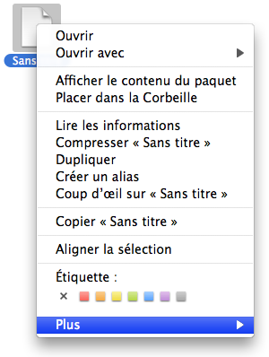 Copie d'écran de Finder